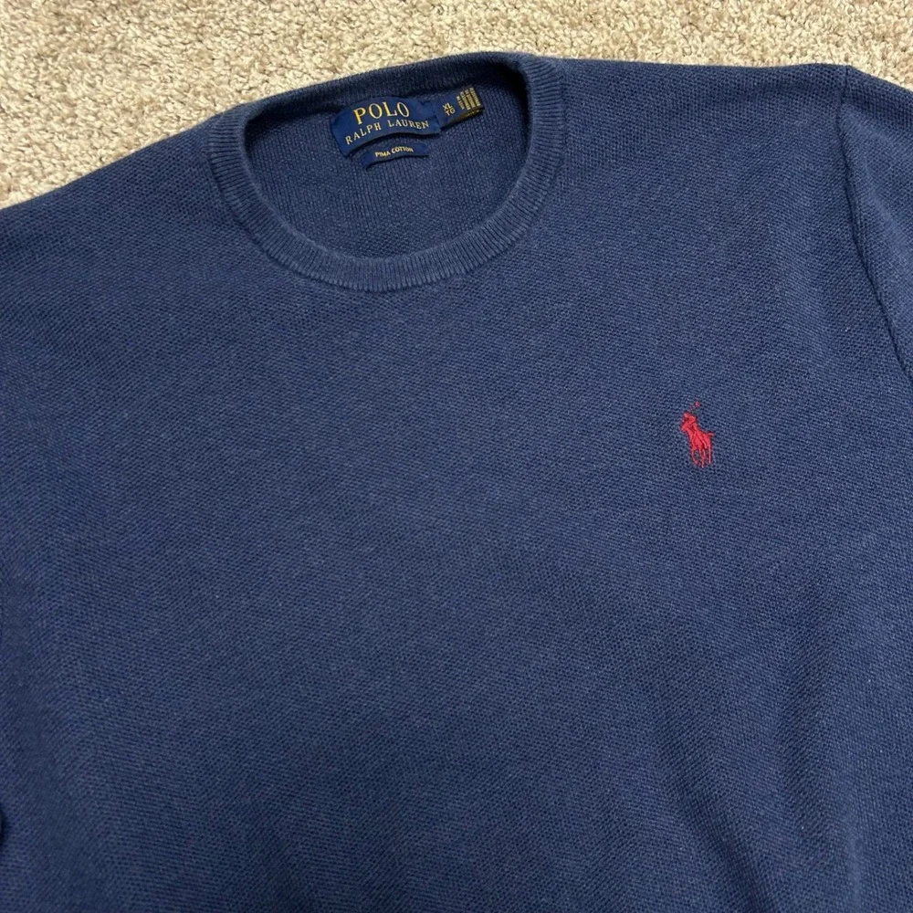 Polo Ralph Lauren Pima Cotton Crewneck Knit Pullover Men Size XL Blue Pony